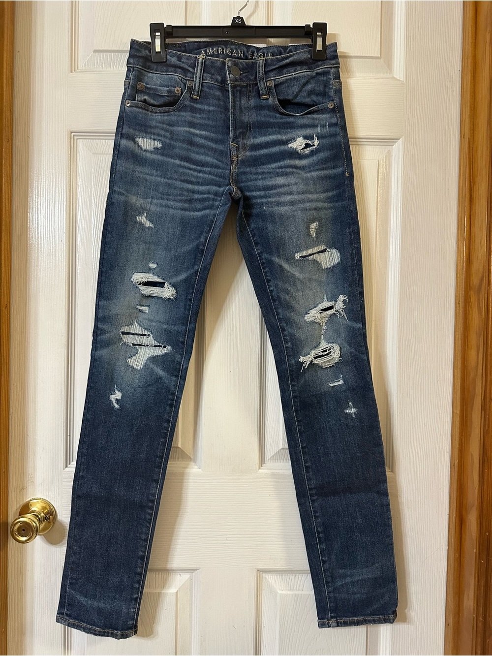 American Eagle Blue Distressed Skinny Jeans 28 x32 Men’s